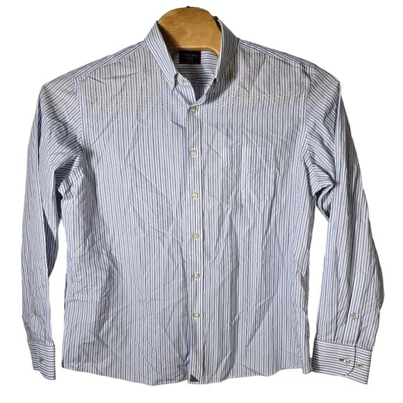 UNTUCKit Button Down Dress Shirt XL Men's White Blue Gray Striped Long Sleeve - Picture 2 of 6